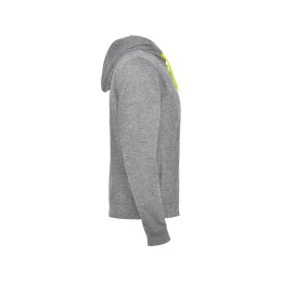 Толстовка на молнии "Fuji", серый меланж/неоновый желтый
