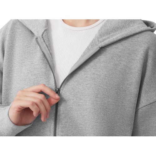 Толстовка оверсайз с капюшоном на молнии «Monaco», серый меланж