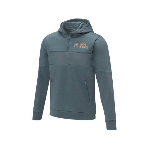 Мужской свитер анорак Sayan на молнии на половину длины с капюшоном, steel grey