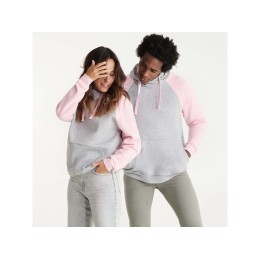 Толстовка с капюшоном "Badet" мужской, серый меланж/светло-розовый