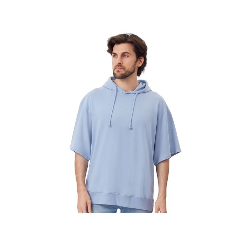 Худи оверсайз с коротким рукавом «Warsaw» унисекс, небесно-голубой