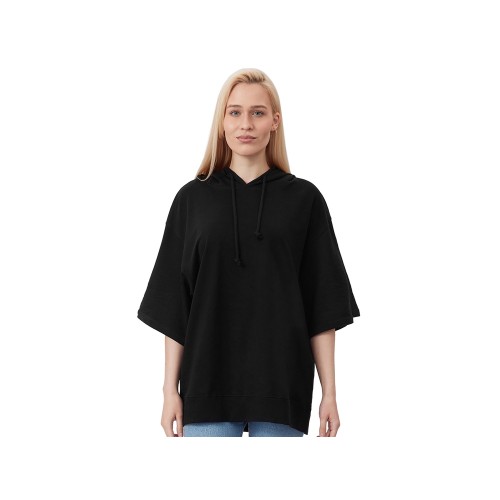 Худи оверсайз с коротким рукавом «Warsaw» унисекс, черный