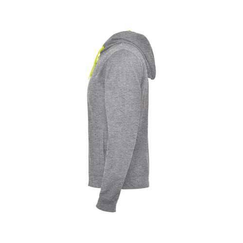 Толстовка на молнии "Fuji", серый меланж/неоновый желтый