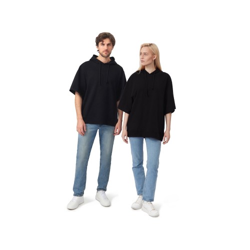 Худи оверсайз с коротким рукавом «Warsaw» унисекс, черный