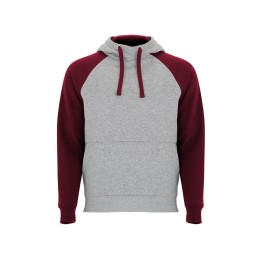 Толстовка с капюшоном "Badet" мужской, серый меланж/гранатовый