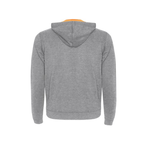 Толстовка на молнии "Fuji", серый меланж/неоновый оранжевый