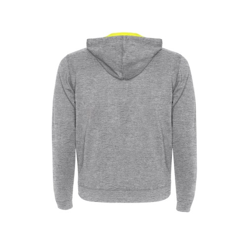 Толстовка на молнии "Fuji", серый меланж/неоновый желтый