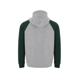 Толстовка с капюшоном "Badet" мужской, серый меланж/бутылочный зеленый