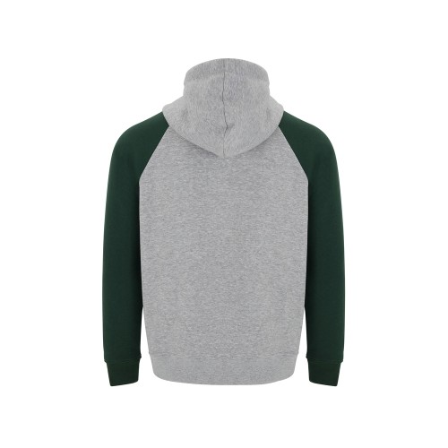 Толстовка с капюшоном "Badet" мужской, серый меланж/бутылочный зеленый