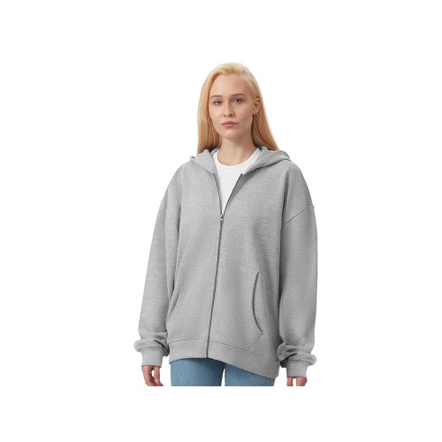 Толстовка оверсайз с капюшоном на молнии «Monaco», серый меланж