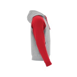 Толстовка с капюшоном "Badet" мужской, серый меланж/красный