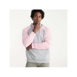 Толстовка с капюшоном "Badet" мужской, серый меланж/светло-розовый