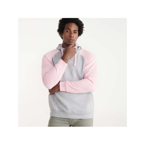 Толстовка с капюшоном "Badet" мужской, серый меланж/светло-розовый
