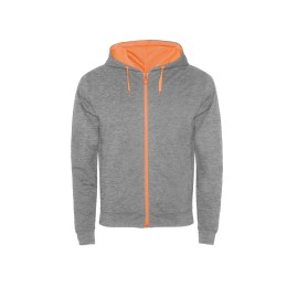 Толстовка на молнии "Fuji", серый меланж/неоновый оранжевый