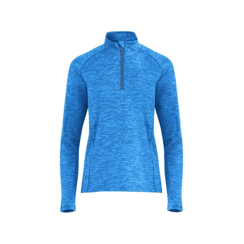 Толстовка с воротом на молнии женская "Melbourne", меланжевый королевский синий