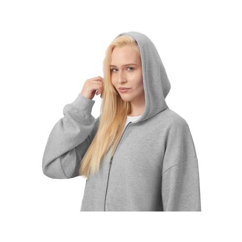 Толстовка оверсайз с капюшоном на молнии «Monaco», серый меланж