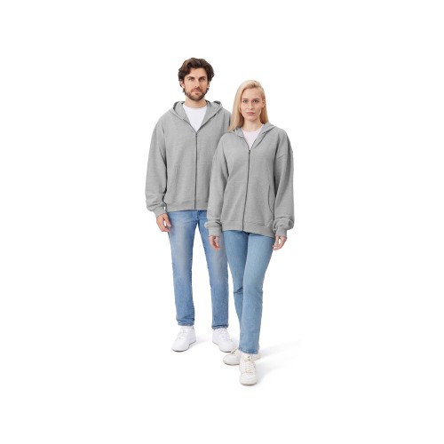 Толстовка оверсайз с капюшоном на молнии «Monaco», серый меланж