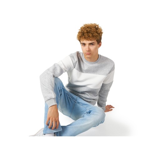 Свитшот блокинг «Edinburgh», серый меланж/белый, мужской