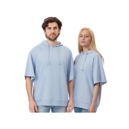 Худи оверсайз с коротким рукавом «Warsaw» унисекс, небесно-голубой