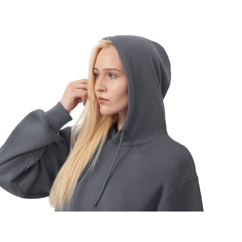 Толстовка с капюшоном оверсайз «Lisbon» унисекс, темно-серый