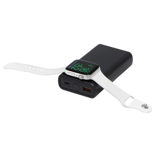 Внешний беспроводной аккумулятор 2-в-1 с функцией зарядки Apple Watch, QC/PD «AtomIQ», 10000 мАч, черный
