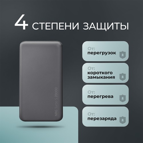 Внешний АКБ NRG Turbo S 20000 mAh, 20Вт, графит, Deppa