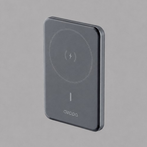 Внешний АКБ NRG MageSafe Alum 5000 мА-ч, 15Вт QI, серый, Deppa