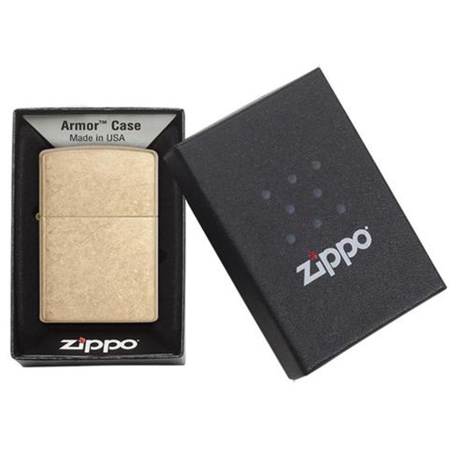 Зажигалка ZIPPO Armor™с покрытием Tumbled Brass, латунь/сталь, золотистая, матовая, 38x13x57 мм