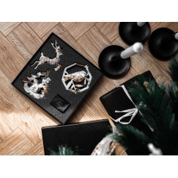 Елочные игрушки ( Снегирь+ Олень+ Ель) Розовый кварц