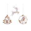 Елочные игрушки ( Снегирь+ Олень+ Ель) Розовый кварц