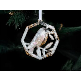 Елочные игрушки ( Снегирь+ Олень+ Ель) Розовый кварц