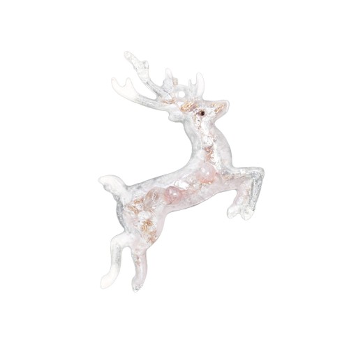 Елочные игрушки ( Снегирь+ Олень+ Ель) Розовый кварц