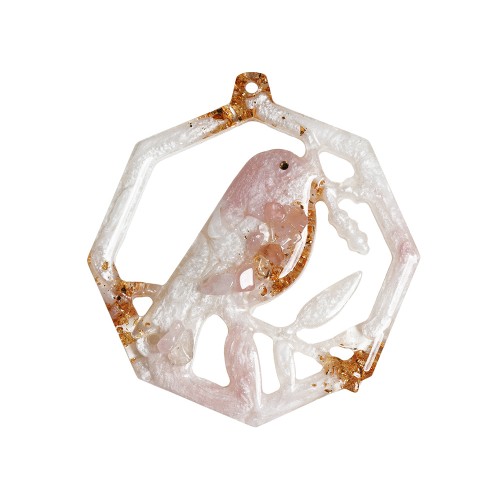 Елочные игрушки ( Снегирь+ Олень+ Ель) Розовый кварц