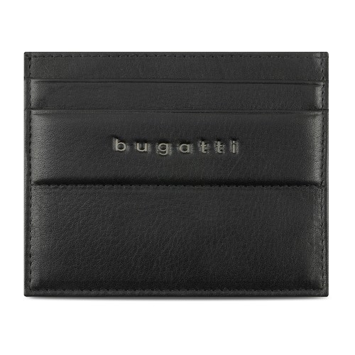 Портмоне для кредитных карт BUGATTI НОМ | NOME, с защитой данных RFID, черное, натуральная воловья кожа, 10,2х0,3х8,2 см