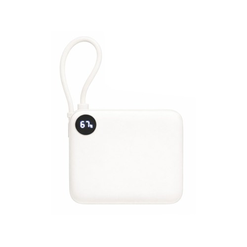 Внешний аккумулятор со встроенным кабелем «Liri», QC/PD, 10000 мАч, теплый белый