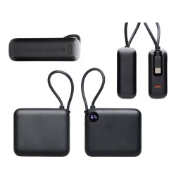 Внешний аккумулятор со встроенным кабелем «Liri», QC/PD, 10000 мАч, черный