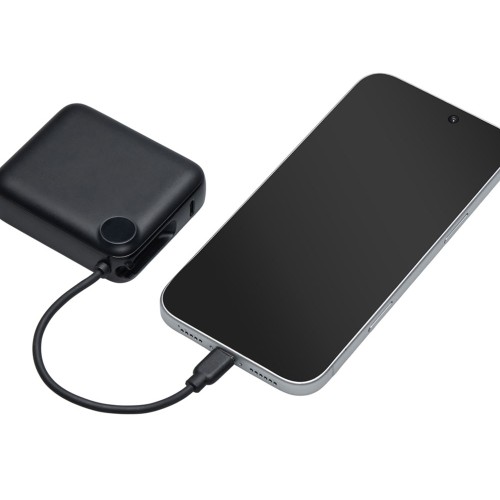 Внешний аккумулятор со встроенным кабелем «Liri», QC/PD, 10000 мАч, черный