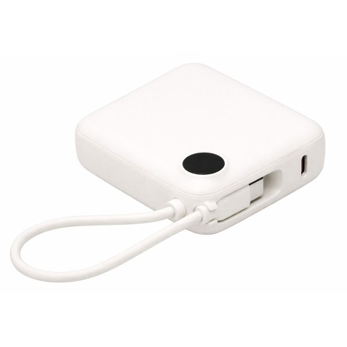 Внешний аккумулятор со встроенным кабелем «Liri», QC/PD, 10000 мАч, теплый белый