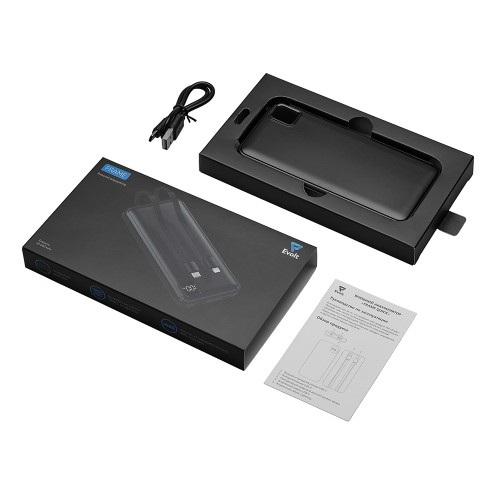 Внешний аккумулятор со встроенными кабелями «Фрэйм», 10000мач, черный