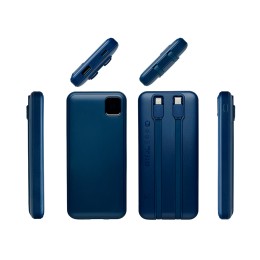 Внешний аккумулятор со встроенными кабелями «Фрэйм», 10000мач, темно-синий