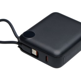 Внешний аккумулятор со встроенным кабелем «Liri», QC/PD, 10000 мАч, черный