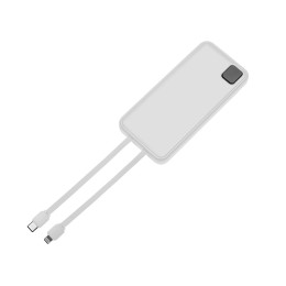 Внешний аккумулятор со встроенными кабелями «Фрэйм», 10000мач, белый