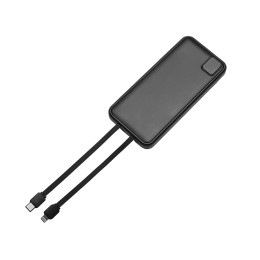 Внешний аккумулятор со встроенными кабелями «Фрэйм», 10000мач, черный