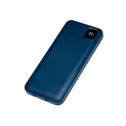Внешний аккумулятор со встроенными кабелями «Фрэйм», 10000мач, темно-синий