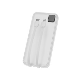 Внешний аккумулятор со встроенными кабелями «Фрэйм», 10000мач, белый