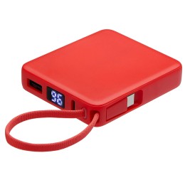 Внешний аккумулятор со встроенным кабелем USB-C «Дэнси», 5000 мАч, красный
