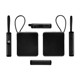 Внешний аккумулятор со встроенным кабелем USB-C «Дэнси», 5000 мАч, черный