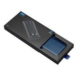 Внешний аккумулятор со встроенными кабелями «Фрэйм», 10000мач, темно-синий