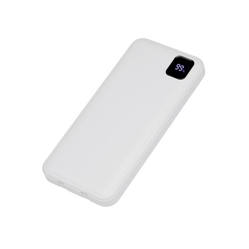 Внешний аккумулятор со встроенными кабелями «Фрэйм», 10000мач, белый