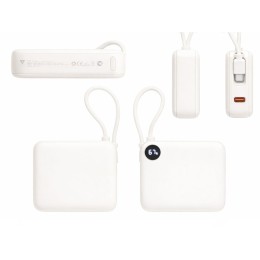 Внешний аккумулятор со встроенным кабелем «Liri», QC/PD, 10000 мАч, теплый белый